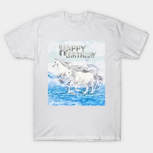 Angelic Horses Birthday Greeting T-Shirt